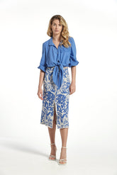 PERFORATED EMBROIDERED VOILE URIBE SHIRT